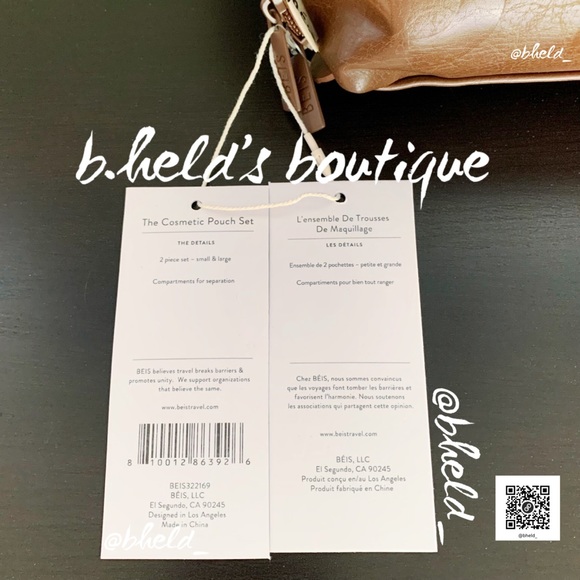 BÉIS The Cosmetic Pouch Set in Maple Brown Brand New NWT - Picture 3 of 16